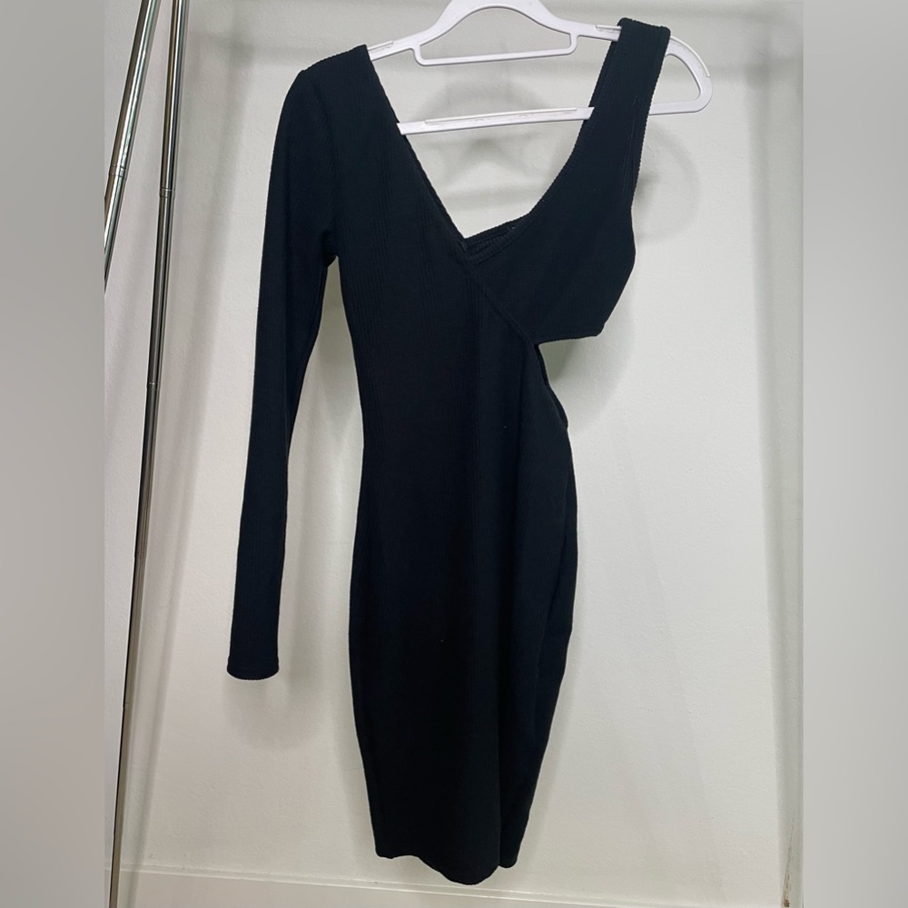 Nasty Gal Black Asymmetric Cut-out Dress, Sz 2